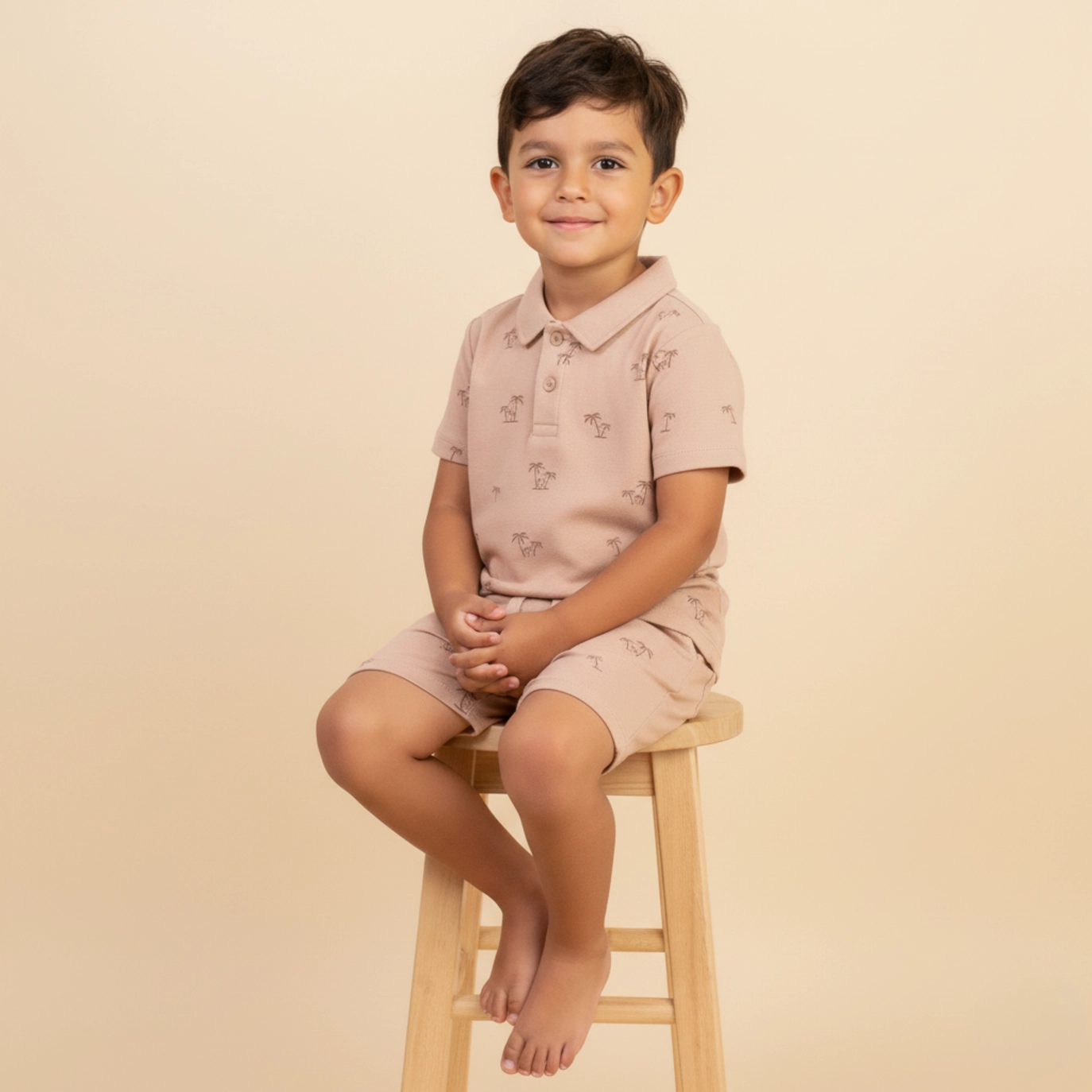 Island Palm Collar Tee & Short Set - Makemake Organics