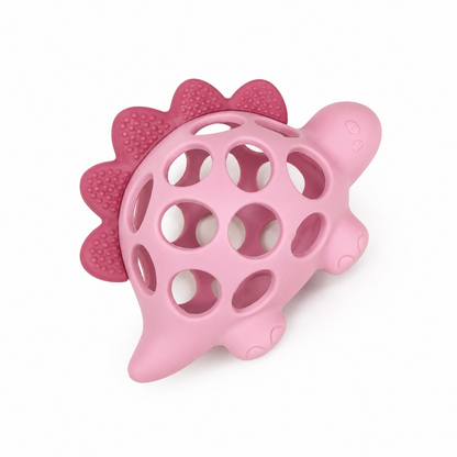 Dino 3D Silicone Teether - Three Hearts
