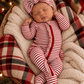 Red Stripe Frill Footie - SIIX Collection