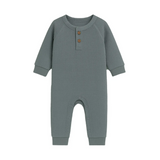Agave Crosby Waffle Henley Romper - Kendi