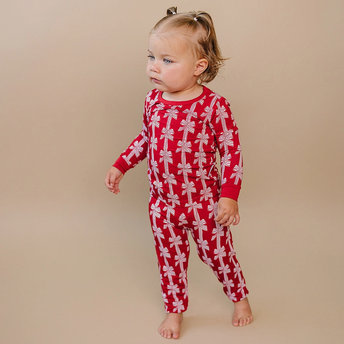 Red Bows Two Piece - Lucky Panda Kids