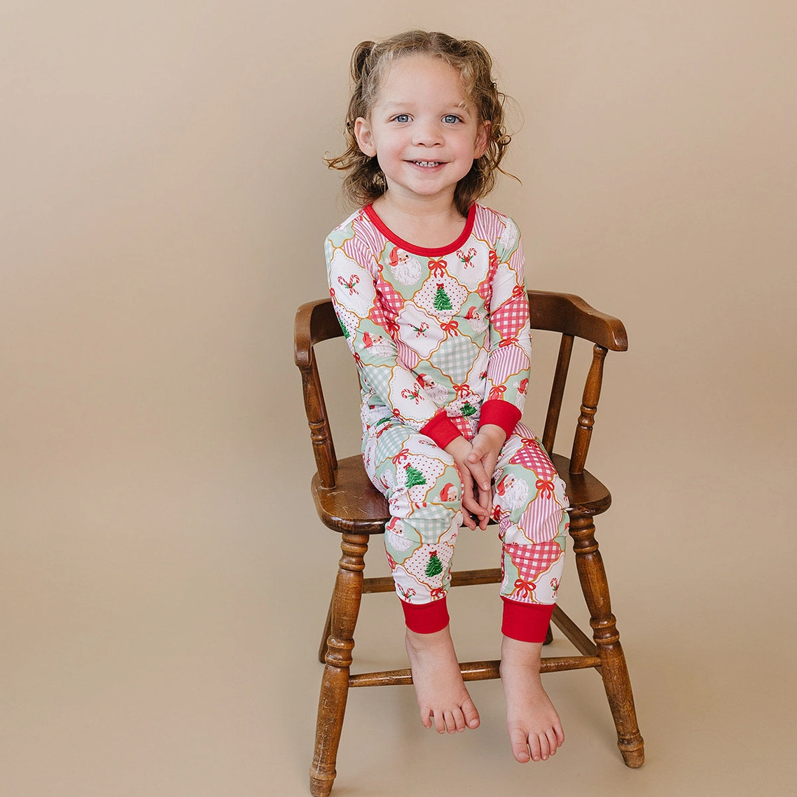Santa Patchwork Two Piece - Lucky Panda Kids