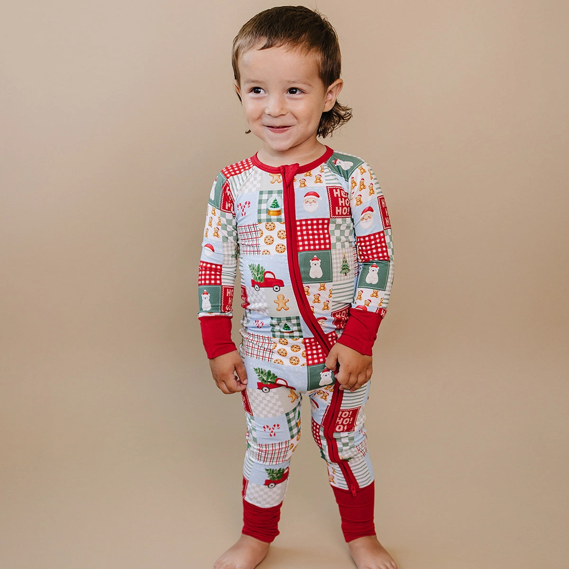 Christmas Patchwork Romper - Lucky Panda Kids