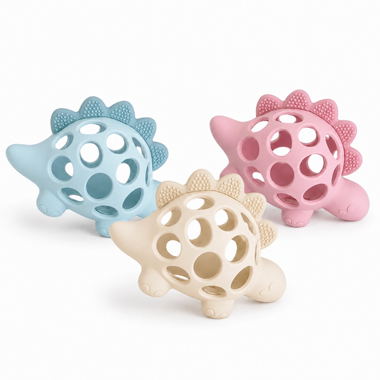 Dino 3D Silicone Teether - Three Hearts