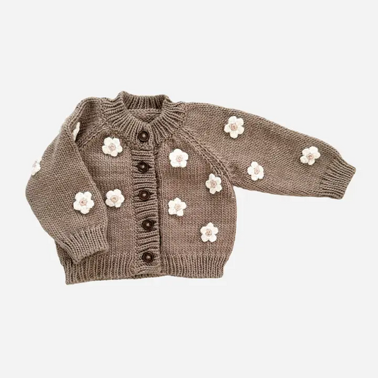Tan Flower Cardigan - The Blueberry Hill