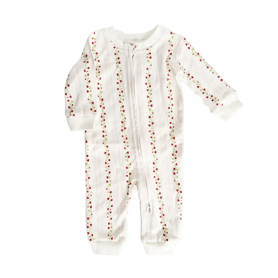 Strawberry Zipper Romper - The Blueberry Hill