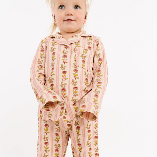 Vintage Floral Stripe Bamboo Button Up Set - Little One Shop