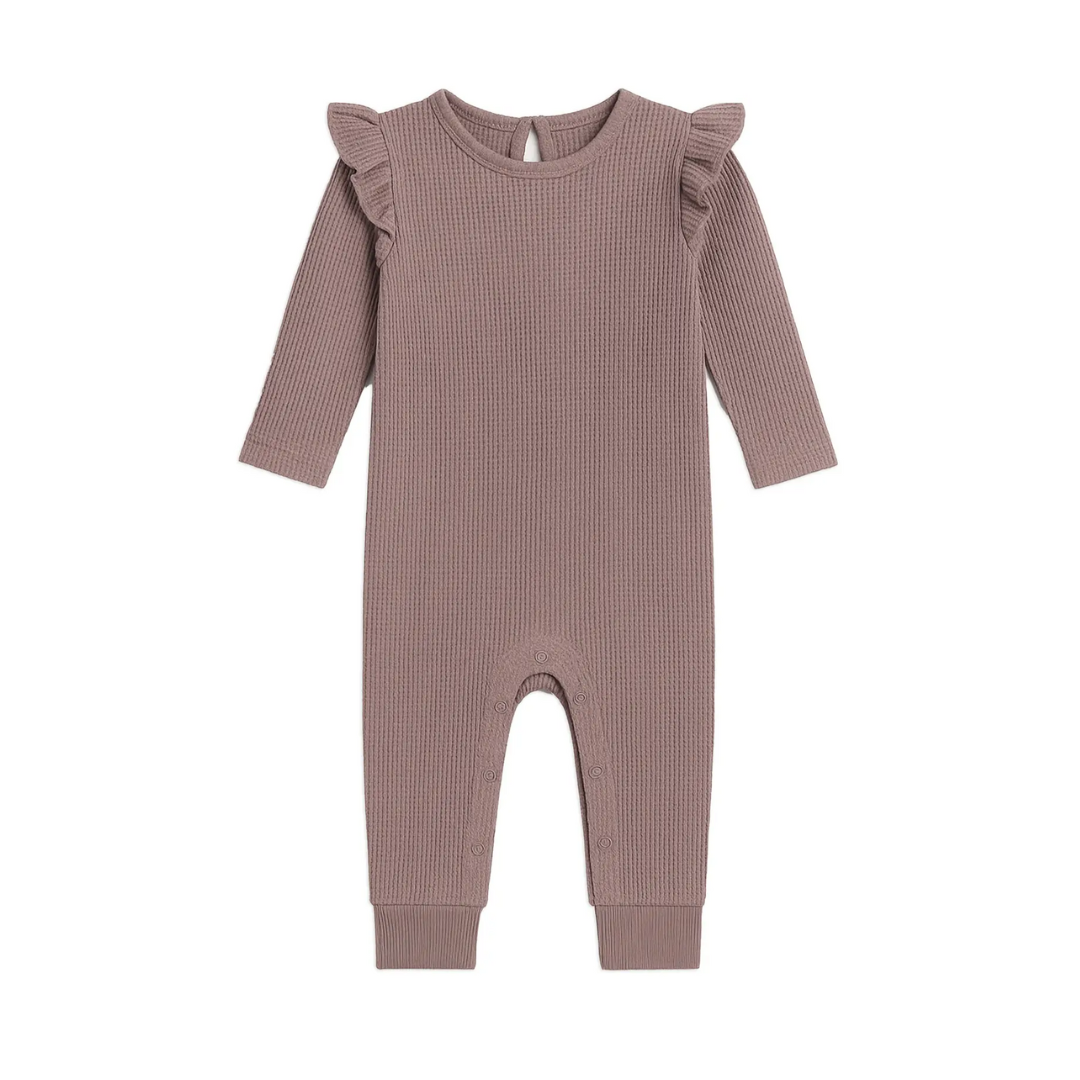 Purple Mila Flutter Waffle Romper - Kendi