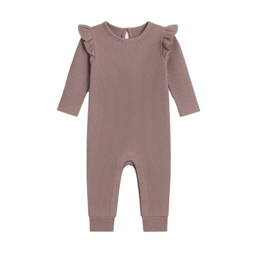 Purple Mila Flutter Waffle Romper - Kendi