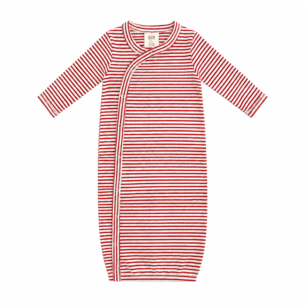 Red Stripe Newborn Gown - SIIX Collection