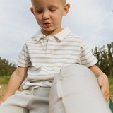 Fog Stripes Collar Tee & Short Set - Makemake Organics