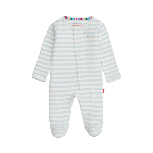 Blue Stripe Organic Cotton Footie - Magnetic Me