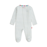 Blue Stripe Organic Cotton Footie - Magnetic Me
