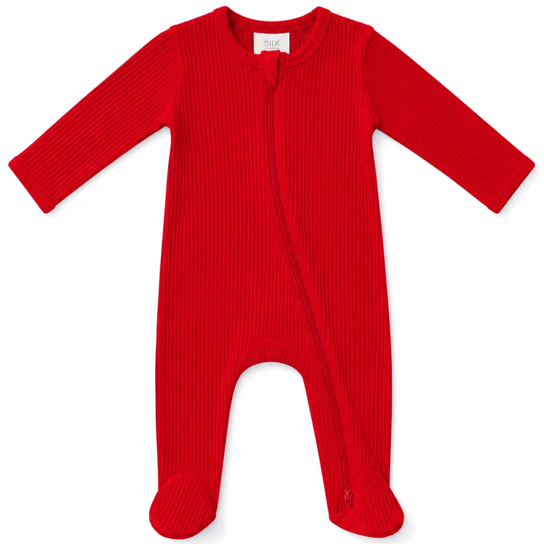 Red Zip Footie - SIIX Collection