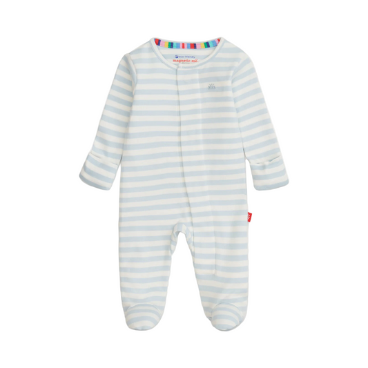 Blue Stripe Organic Cotton Footie - Magnetic Me