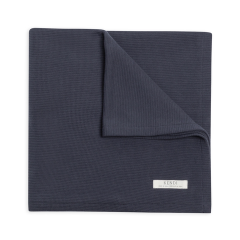 Navy Waffle Baby Blanket - Kendi by Colored Organics