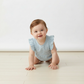 Light Blue Eyelet Flutter Romper - Makemake Organics