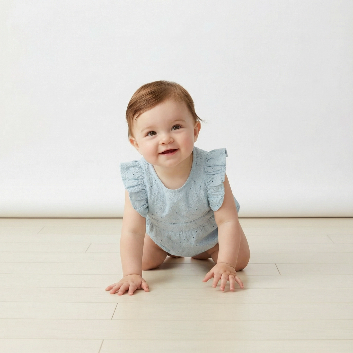 Light Blue Eyelet Flutter Romper - Makemake Organics