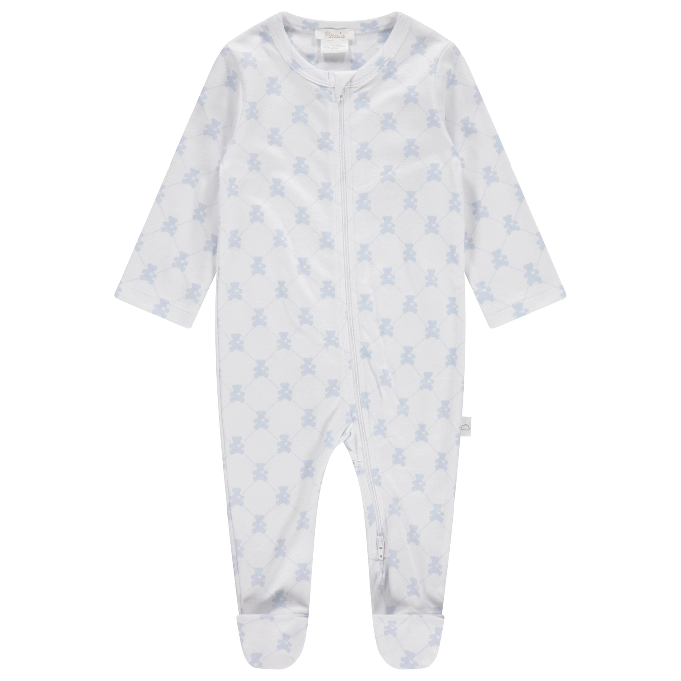 Blue Teddy Bear Zipper Footie - Pimalu