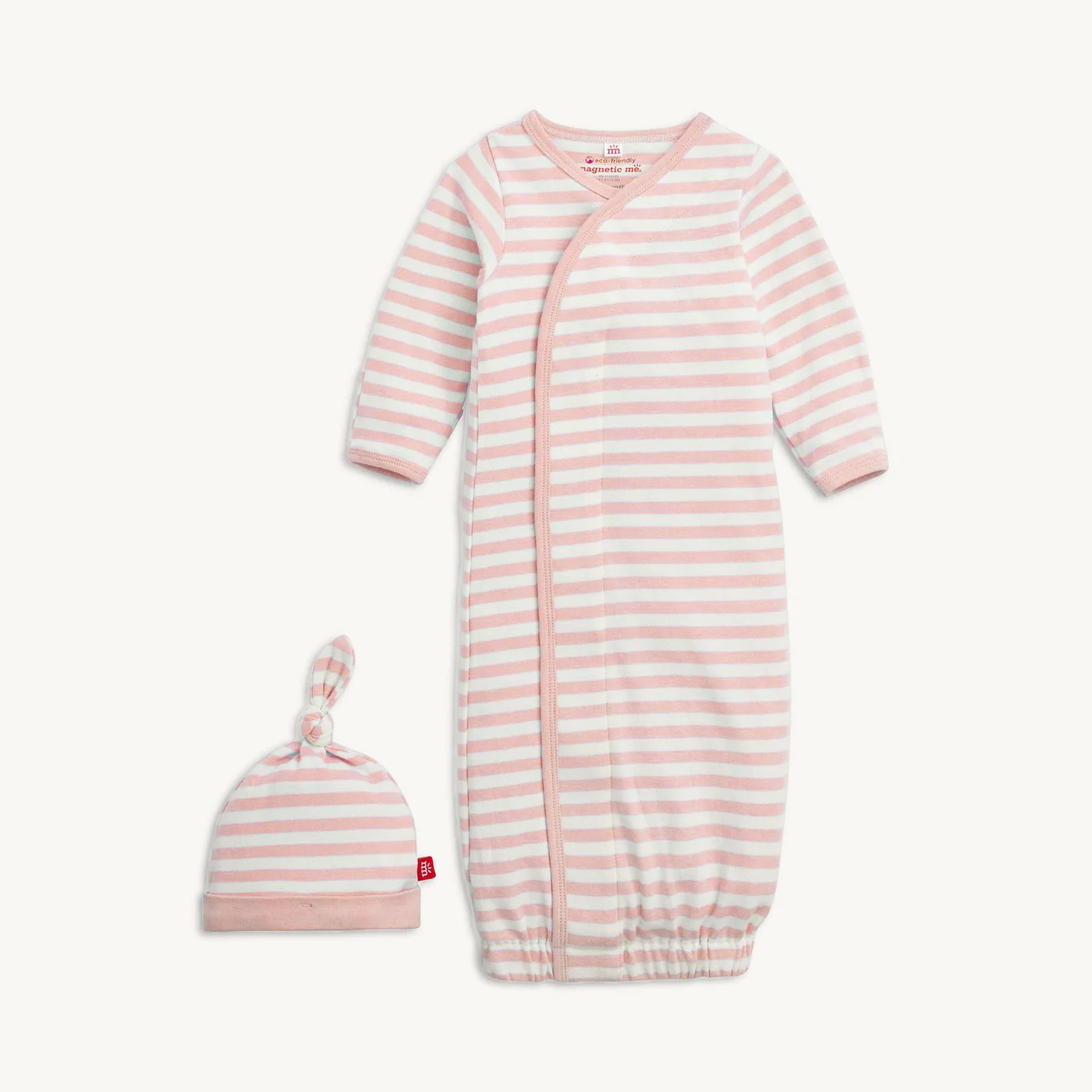 Pink Stripe Organic Cotton Gown & Hat - Magnetic Me