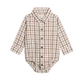 Taupe Plaid Earl Poplin Collar Bodysuit - Kendi
