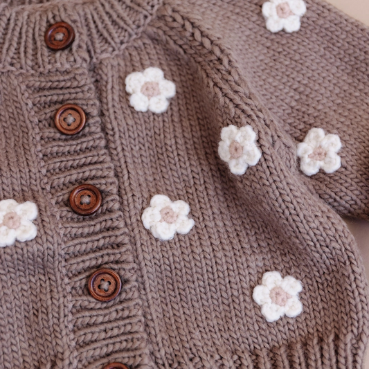 Tan Flower Cardigan - The Blueberry Hill
