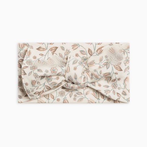 Teal & Taupe Yuma Floral Knot Bow Wrap - Colored Organics