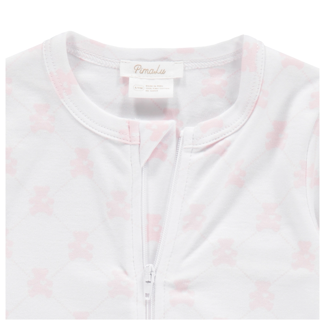 Pink Teddy Bear Zipper Footie - Pimalu