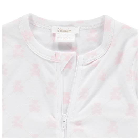 Pink Teddy Bear Zipper Footie - Pimalu