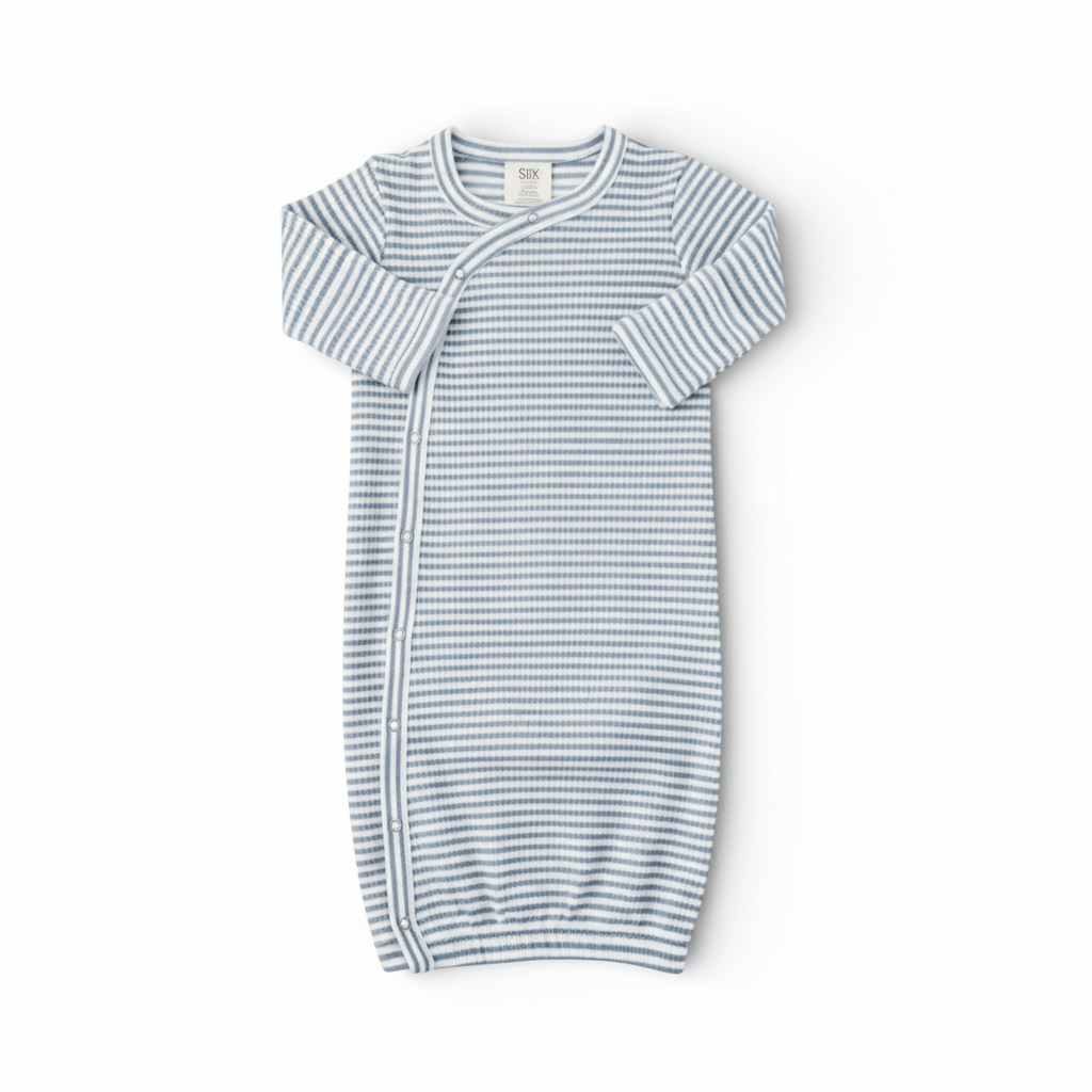 Dusty Blue Striped Gown - SIIX Collection