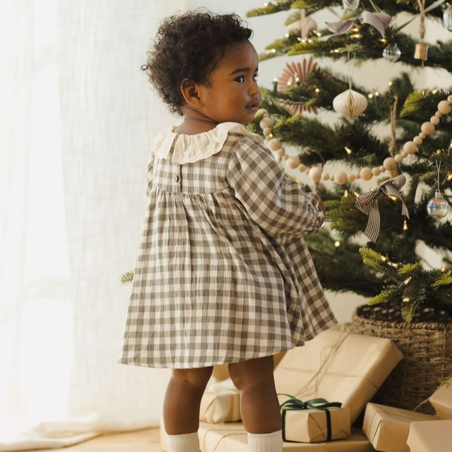 Forest Check Callie Dress - Quincy Mae