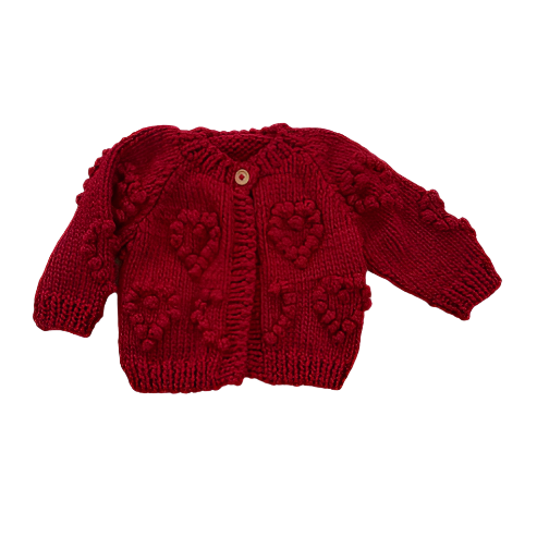 Red Heart Popcorn Cardigan - The Blueberry Hill