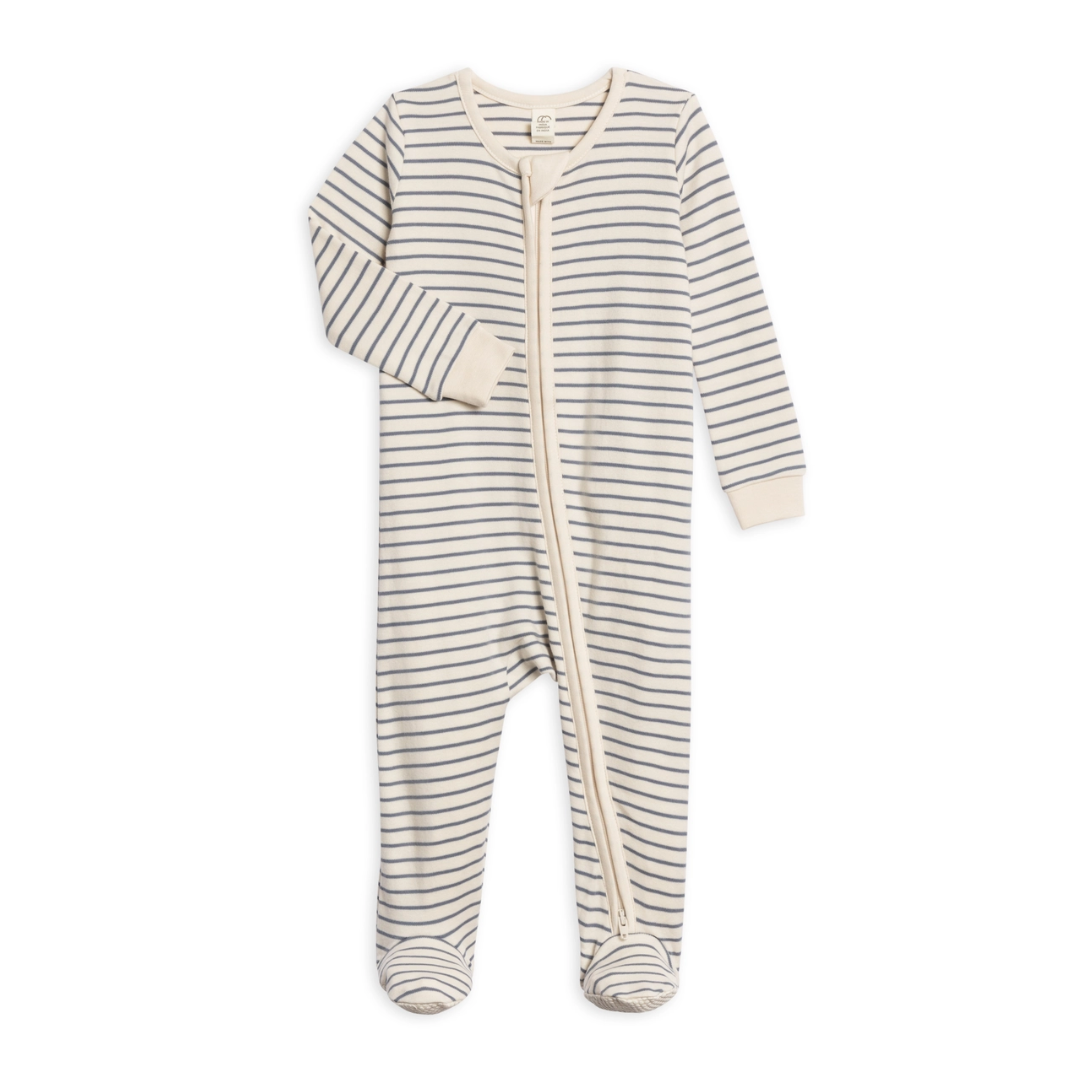 Denim Summit Stripe Peyton Footed Sleeper - Colored Organics