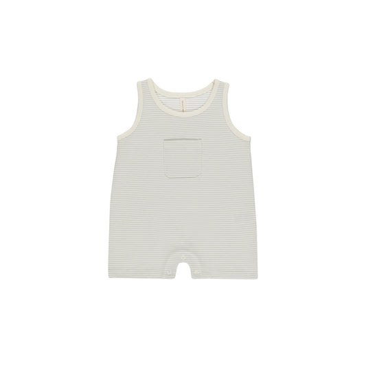 Sky Micro Stripe Sleeveless One Piece  - Quincy Mae