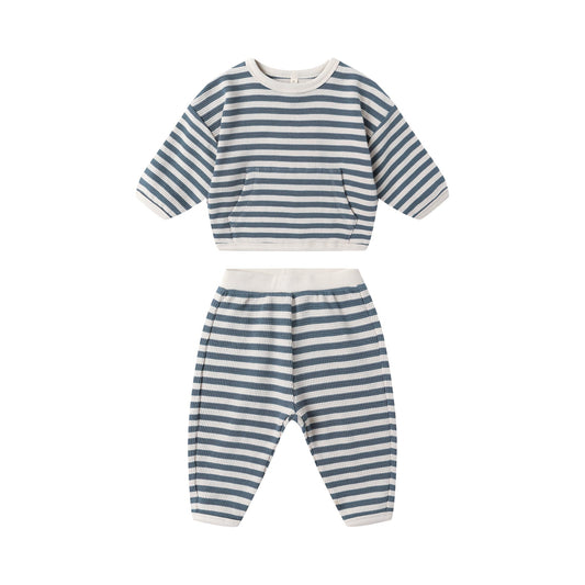 Ocean Stripe Waffle Slouch Set - Quincy Mae