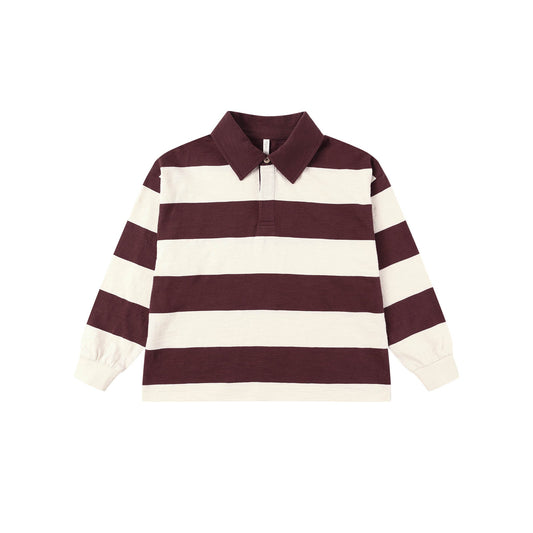 Burgandy Stripe Rugby Polo - Rylee + Cru