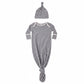 Slate Microstripe Knotted Gown + Hat Set - Quincy Mae