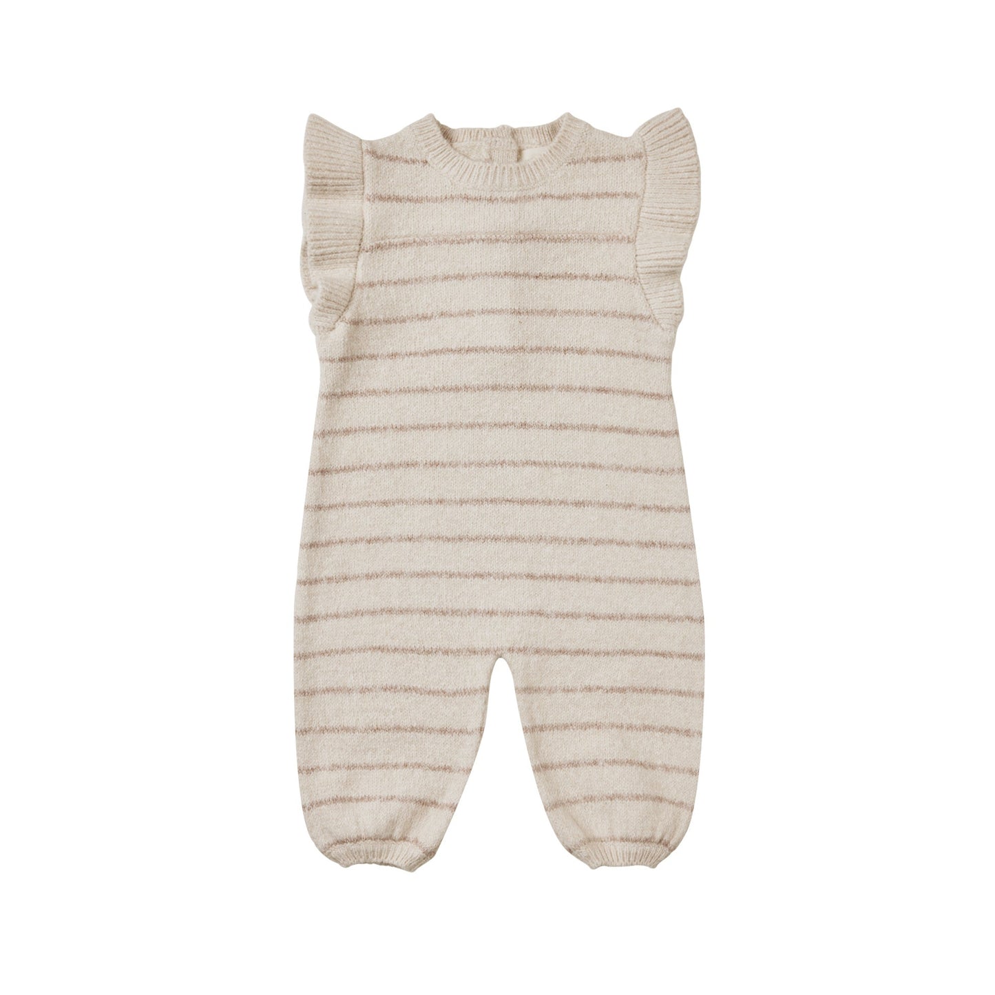 Heathered Oat Stripe Mira Knit Romper - Quincy Mae