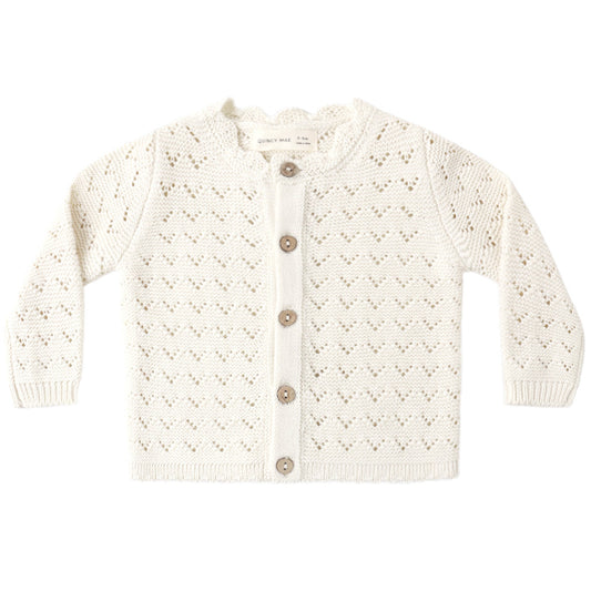 Natural Scalloped Cardigan - Quincy Mae