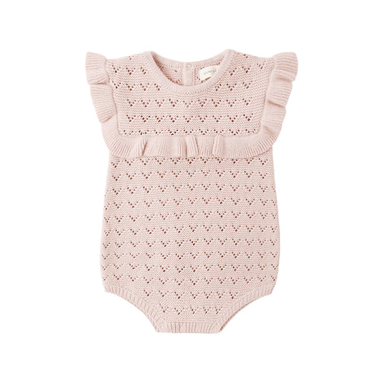 Blush Pointelle Ruffle Romper - Quincy Mae