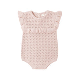 Blush Pointelle Ruffle Romper - Quincy Mae