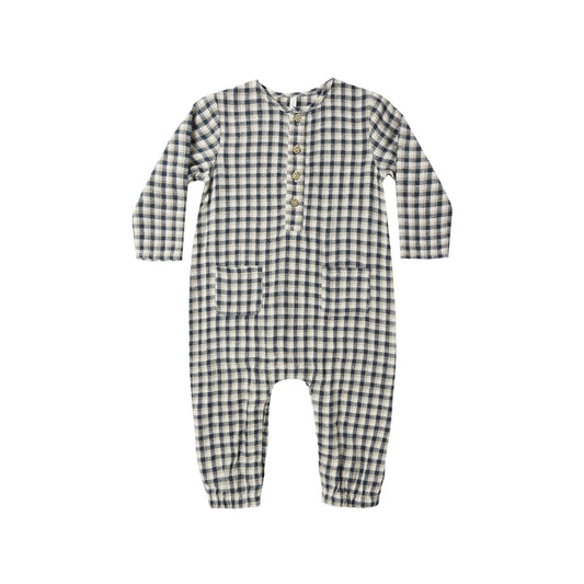 Navy Check Woven Jumpsuit - Rylee & Cru