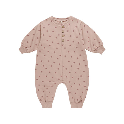 Polka Dot Relaxed Fleece Jumpsuit - Quincy Mae