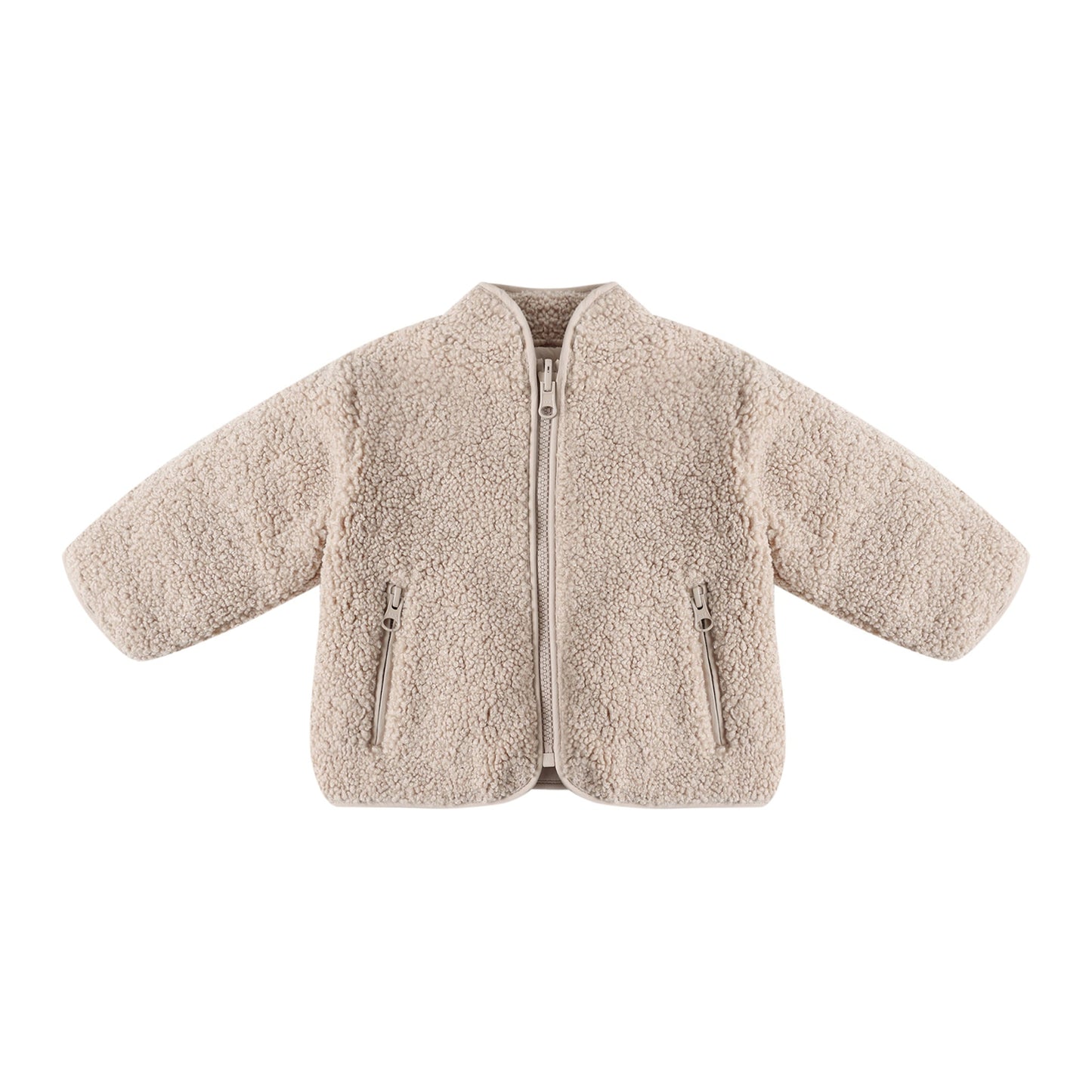 Oat Shearling Zip Jacket - Quincy Mae