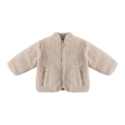 Oat Shearling Zip Jacket - Quincy Mae