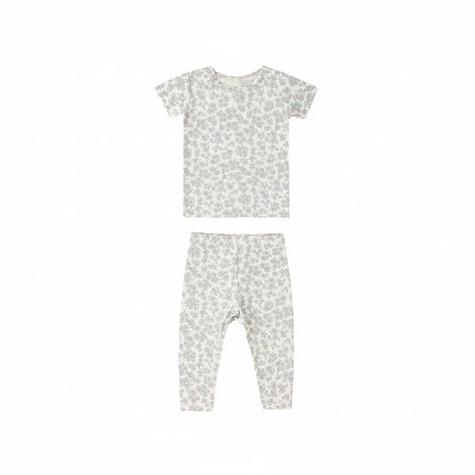 Blue Floral Short Sleeve Bamboo Set - Quincy Mae