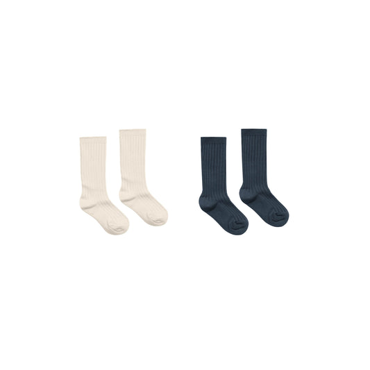 Natural & Navy Ribbed Sock Pack - Rylee + Cru