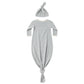 Steel Blue Micro Stripe Knotted Gown + Hat Set - Quincy Mae