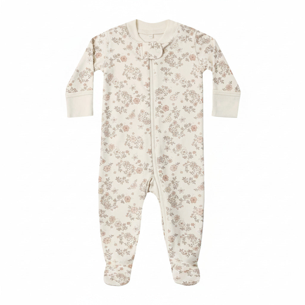 Floral Vine Zip Footie - Quincy Mae