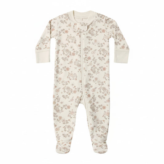 Floral Vine Zip Footie - Quincy Mae